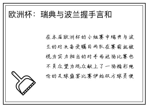 欧洲杯：瑞典与波兰握手言和